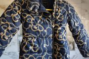Girls designer Guess puffer jacket ski coat chains 7