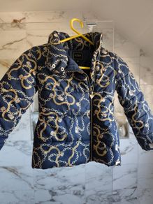 Girls designer Guess puffer jacket ski coat chains 7