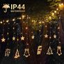 Curtain Fairy Lights, 138 LED Stars Curtain String Lights with Christmas Tree Reindeer Bell 8 Flash Modes Plug in Indoor Outdoor Decoration Lightning Christmas 2.3M/7.5ft Warm White (FREE POSTAGE) Image 3