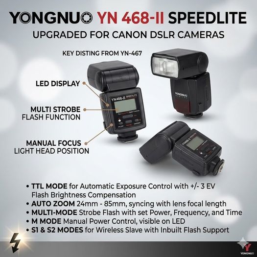 Yongnuo YN-468 II Flash Speedlite for Canon EOS TTL Camera Flash