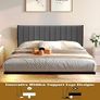 Double Bed Frame with Upholstered Headboard, 4ft6 Floating Bed Frame with Charging Station and LED Light, Metal Slats Support, No Box Spring Needed,Gray Double Bed Image 3