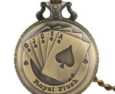 Vintage Style Royal Flush Poker Pocket Watch