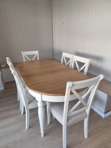 Extendable Solid Beech Dining Table & 6 Chairs