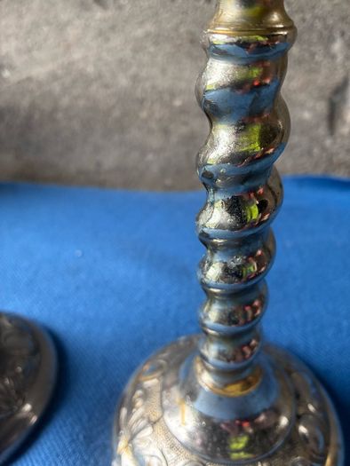 pair of barley twist epns candle sticks