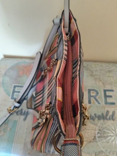 River Island Plaid Tartan Winged Tote Bag Crossbody & Chain Detail