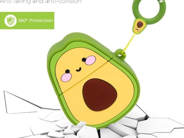 Cute Airpods Case, Airpods 2 Case, Funny 3D Cartoon Fruit Avocado Case, Soft Silicone Full Protection Shockproof Charging Case Cover with Keychain Airpods 1&2 case for Kids Girls Boys Women (FREE POSTAGE)