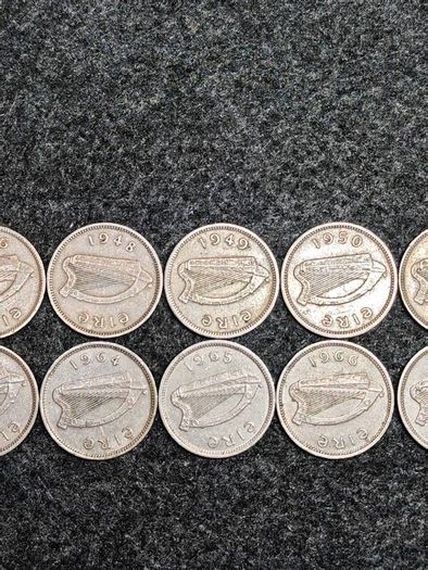 Irish Eire Threepence Leat Reul hare collection FULL DATE RUN 1942 to 1968.