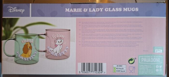 Paladone Disney Marie & Lady glass mugs