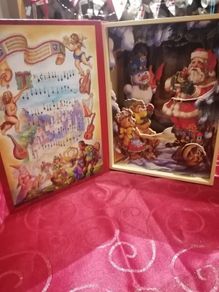 Vintage Christmas Wood Book Music Box