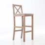Hampton Traditional Cross-Back Bar Stool with Upholstered Seat 89cm Image 3