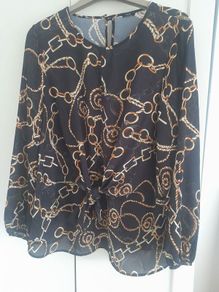 ladies print tie front blouse