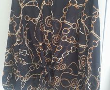 ladies chain effetc  tie front print  blouse