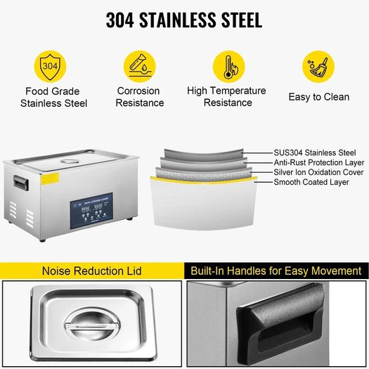 30L Ultrasonic Cleaner Dual Frequency Ultrasonic Cleaning Machine with Heater Jewelry Cleaner for Parts Jewelry Eyeglass Ring Denture Record Circuit Board 28/40KHz