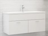 Sink Cabinet with Built-in Basin High Gloss White Chipboard