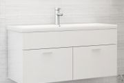 Sink Cabinet with Built-in Basin High Gloss White Chipboard
