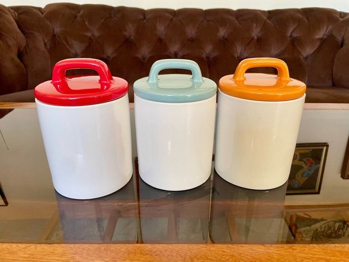 3 x Retro 50s 60s Multi Color Classic Tea Coffee Sugar Set