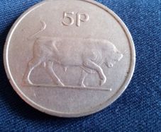 1971 Irish 5p coin.