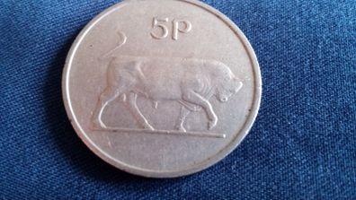 1971 Irish 5p coin.