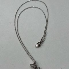 Sterling Silver Necklace with Double Butterfly Pendant