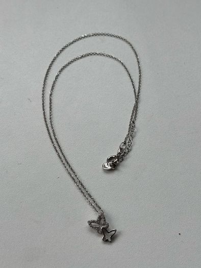 Sterling Silver Necklace with Double Butterfly Pendant