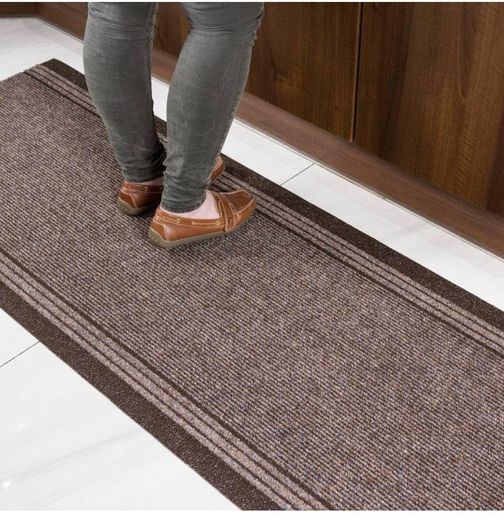 The Rug House Brown Rubber Backed Very Long Hallway Hall Runner Narrow Rugs Custom Length - Sold and Priced Per Foot