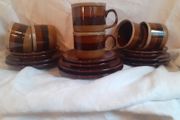 Vintage Retro Brown Glazed Stoneware Coffee Set