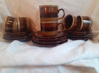 Vintage Retro Brown Glazed Stoneware Coffee Set