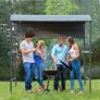2.2 x 1.4m BBQ Shelter - Outdoor Grill Gazebo Canopy including Shelves, Hanging Hooks, and a Metal Frame, suitable for Garden Patio Backyard Image 2