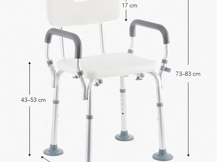 Shower Chairs for Elderly, Wide Frame Shower Stool with Anti-Skid Rubber Feet, Shower Seat with Adjustable Back and Armrest for Mobility, Maximum Load 120kg (FREE POSTAGE)