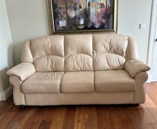 Free cream leather sofas & chair