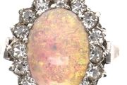 Large 9k gold with silver Opal ring