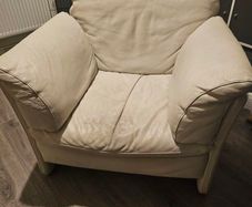 Cream Leather Armchair