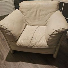 Cream Leather Armchair