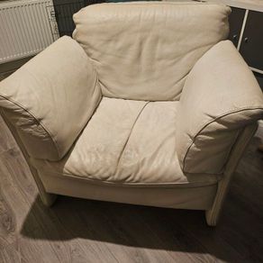 Cream Leather Armchair