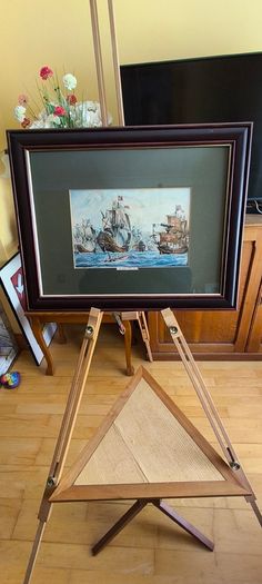 Framed Picturer print of The Spanish Armada, a naval fleet sent by Spain against England in 1588.