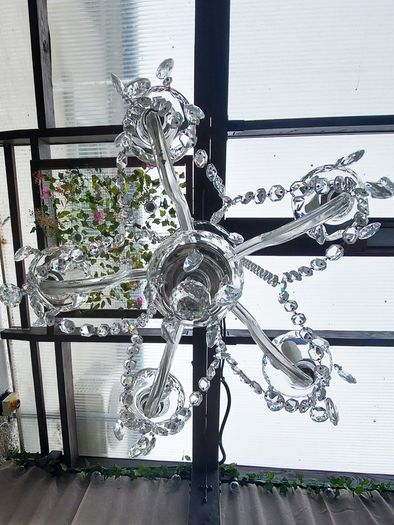 Large Vintage Preciosa Bohemian Crystal Chandelier, 5 Arm