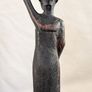 African Wooden Figures Pair Warrior Spear Water Carrier Hand Carved Image 4