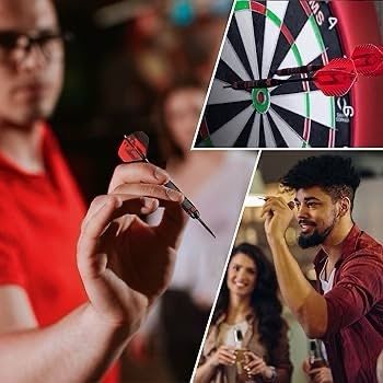 NEW SALE | 65 Piece Steel Tip Dart Set with 21g/22g/23g/24g Barrels, Flights, Sharpening Stone and Aluminium Shafts, Series 3, Black/Red/Blue