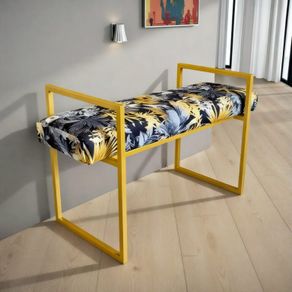 Tropical Velvet Bench Gold Metal Frame