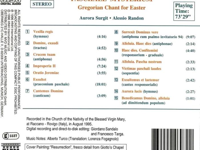 Paschael Mysterium. Gregorian Chant for Easter. CD. Free Postage!