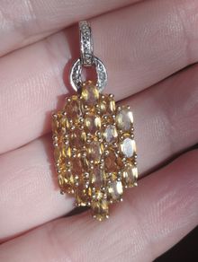 Pendant made of 925 silver with citrines and diamonds