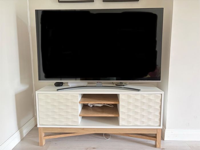 2 Units: Large Sideboard + TV Unit - White & Oak Effect
