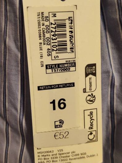 M & S blue striped