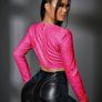Barbie style pink top zip cequines fits X's s new Image 2