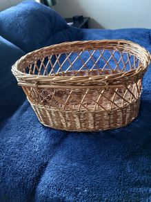 Wicker storage basket - oval shape