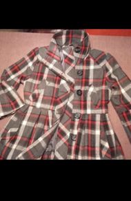 Ckeck coat jacket grey red black white Miss posh size 10