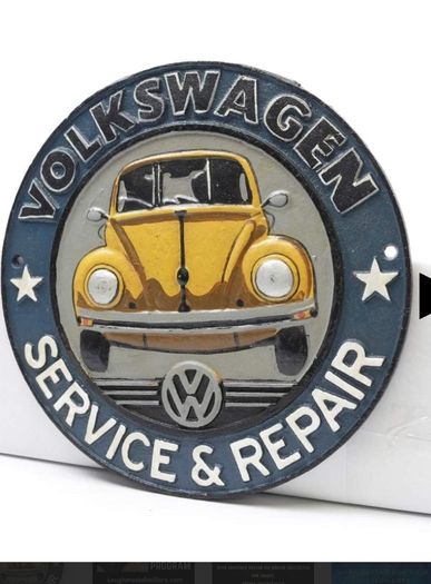 Cast Iron Hand-Painted Wall Volkswagen Crest