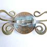Vintage Twisted brass and Copper Foreign Coin Pin Image 5