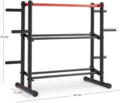 Health & Fitness Multi-Weight Storage Rack Stand for Dumbbells, Kettlebells, Olympic Weight Plates, Barbell and Medicine Ball, Heavy Duty Metal Strength Training Stand for Home Gym