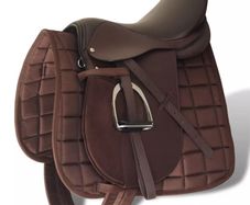 Horse Riding Saddle Set 17.5" Real Leather Brown 18 cm